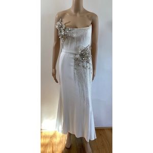 OSACR DE LA RENTA CRYSTAL & FLOWER MIDI DRESS SIZE 4/6 MRSP: $10,990